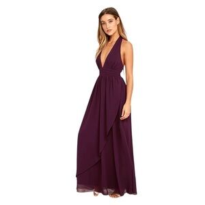Lulu’s Stop and Stare Purple Halter Maxi Dress Im Size Medium